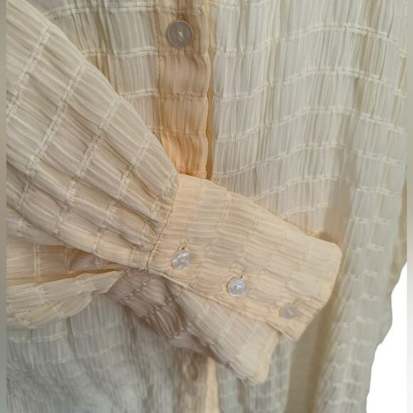 Free People Love Life Sheer Buttondown in Sundappled Size Small - Picture 4 of 10